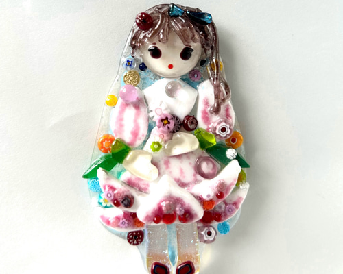 一点物】百合(ゆり)のオブジェ(木製置物)