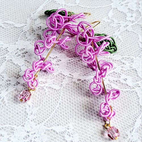 水引の藤の花の耳飾り ピアス（フック・チェーン） Odd-Eye 通販