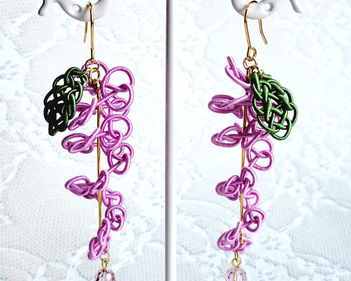 水引の藤の花の耳飾り ピアス（フック・チェーン） Odd-Eye 通販