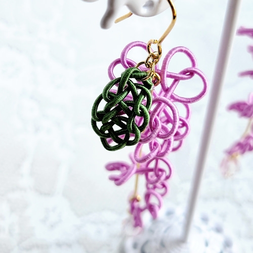 水引の藤の花の耳飾り ピアス（フック・チェーン） Odd-Eye 通販