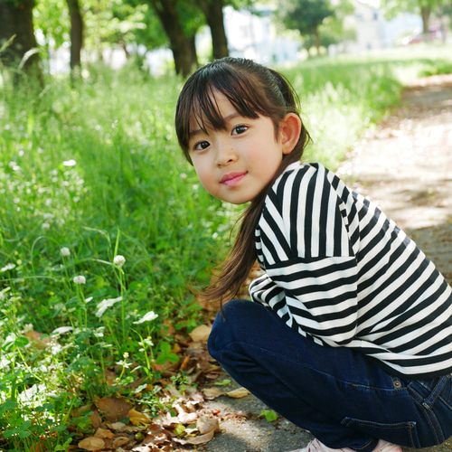 美品 ボーダーロンT 80 カフェ ボーダー柄ロンT 長袖カットソー 80～130cm 子供服 Baby&Kids minty