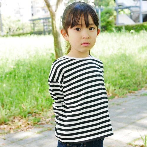 美品 ボーダーロンT 80 カフェ ボーダー柄ロンT 長袖カットソー 80～130cm 子供服 Baby&Kids minty