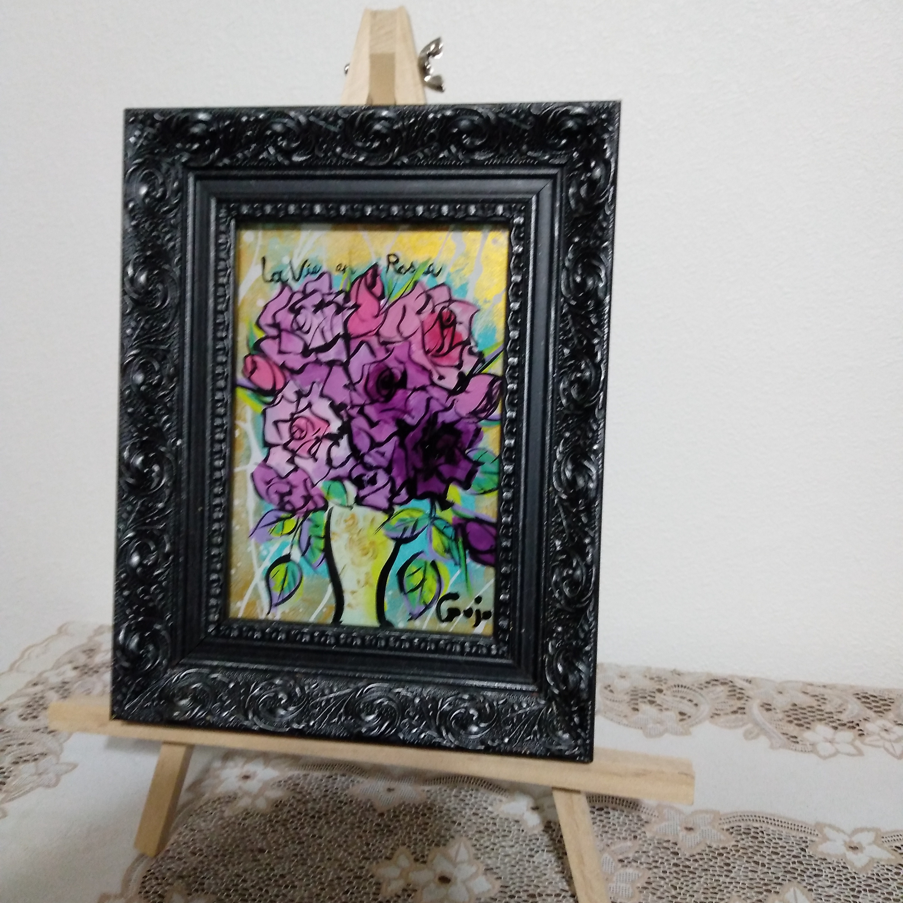 クリスタルローズ、薔薇のガラス絵、ウェッジウッドのフレーム クリスタルローズ、薔薇のガラス絵、ウェッジウッドのフレーム