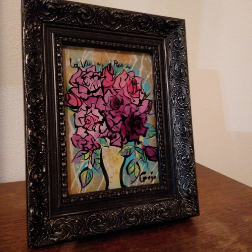 薔薇のガラス絵 フォトフレーム・写真立て ラヴィアンローズ