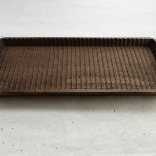 我谷盆 栗 34×14×3cm 飾彫り 栗渋染め お盆 トレイ 木地盆 折敷 お盆