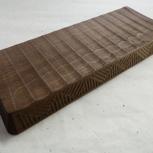 我谷盆 栗 34×14×3cm 飾彫り 栗渋染め お盆 トレイ 木地盆 折敷 お盆