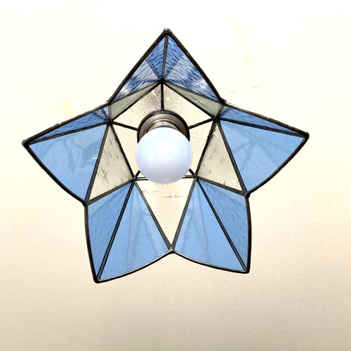 ペンダントライトブルー×クリアステンドグラス