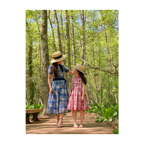 リバティ社生地使用 限定カラー チャイルドフットコラージュ ブルー  