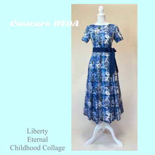 リバティ社生地使用 限定カラー チャイルドフットコラージュ ブルー  