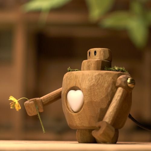 ◇新作品◇ ココロボット ロボット型照明 天然無垢材【Creema限定