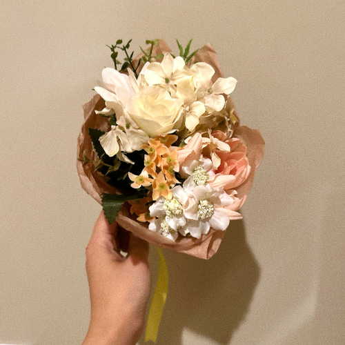 送料無料】アーティフィシャルフラワーブーケ/ミニブーケ/白/アジサイ