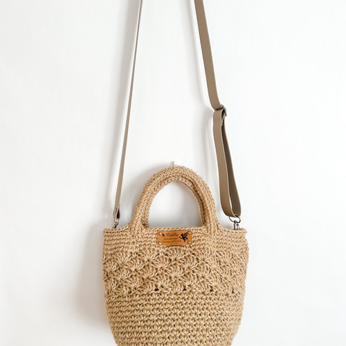 3♡【内布オーダー可能】松編み 持ち手しっかり 麻ひもバッグ かご  