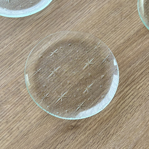 昭和型板ガラスのレトロな丸いお皿 星 小皿 h+ 通販 17703052｜Creema