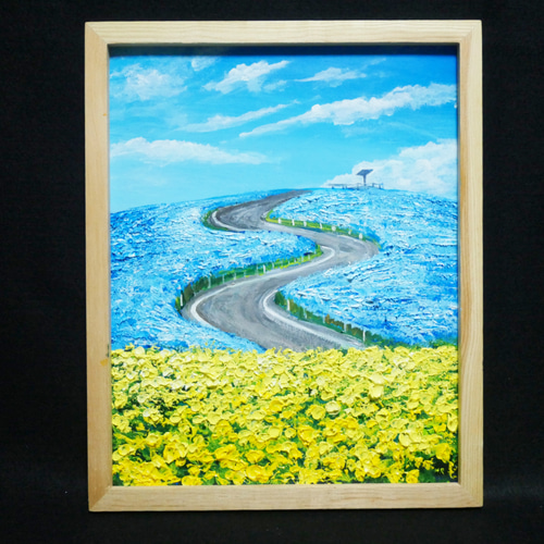 油絵 油彩 油彩画 絵画 絵 ミニ絵画 【ネモフィラの丘
