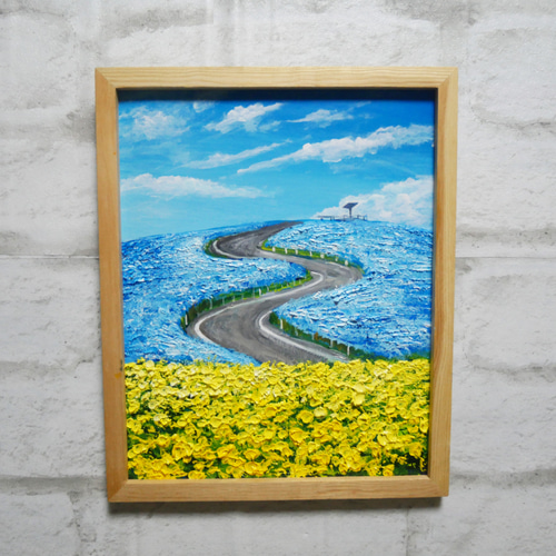 油絵 油彩 油彩画 絵画 絵【くじゅう花公園のネモフィラ畑】 油絵 油彩 油彩画 絵 絵画【くじゅう花公園のネモフィラ畑