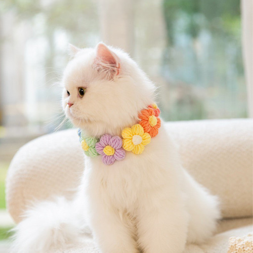 紫陽花柄(グリーン④)わんちゃん猫ちゃん用襟付き首輪 コットン首輪 春の花 猫＆小型犬＆中型犬向きの首輪 Sサイズ リード