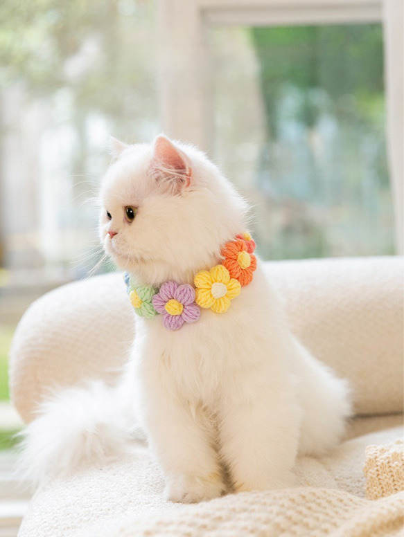 コットン首輪 春の花 猫＆小型犬＆中型犬向きの首輪 Sサイズ