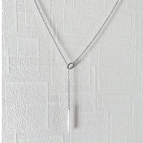 ラリエットネックレス シルバー ロジウムコーティング 送料無料 Y字  