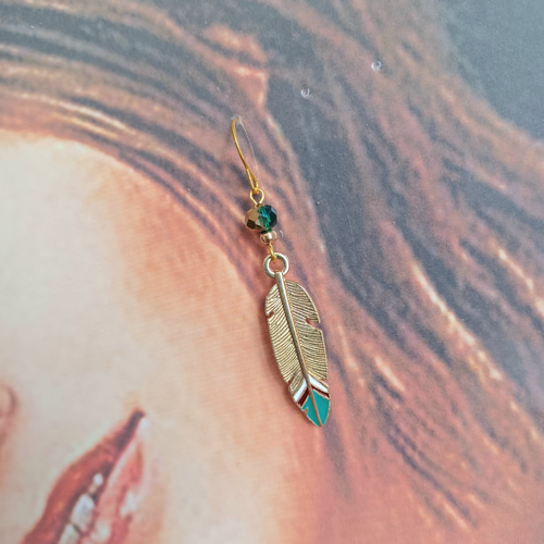 インディアン꧂ジュエリーデザイン✧︎フェザーピアス 1連✧︎ No.1223 