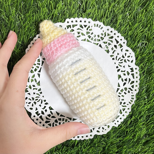 おままごとあみぐるみ＊ ミルク哺乳瓶 赤ちゃん あみぐるみ ぽん