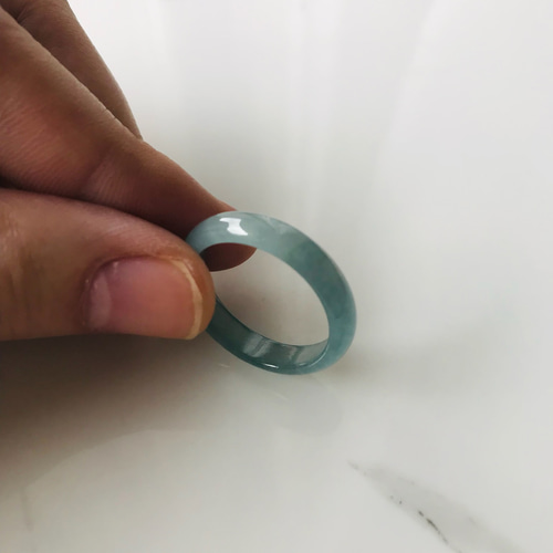 R138-006］ ジェイド JADE ヒスイ 本翡翠 くりぬき リング 天然石 