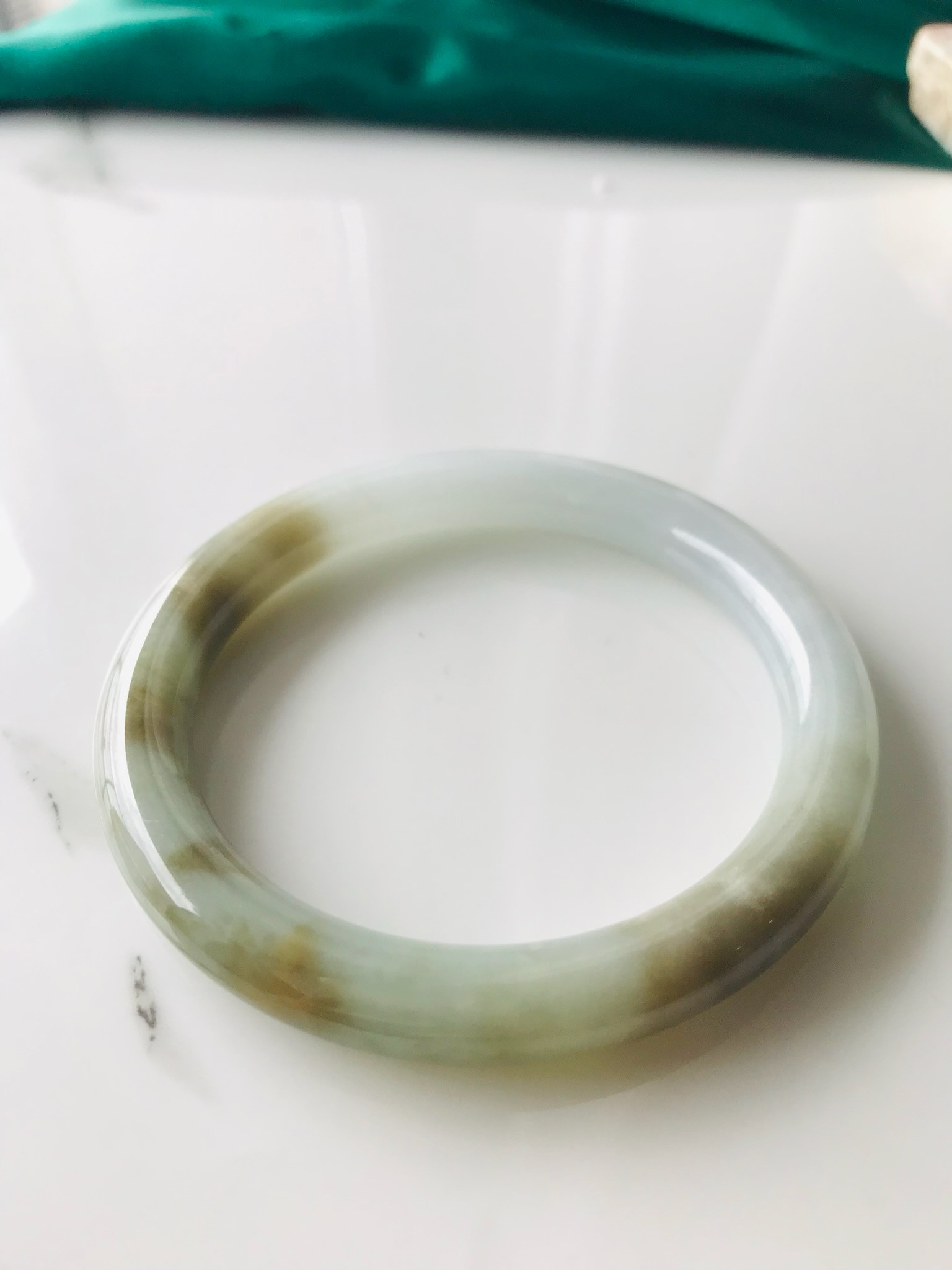 [B510-096] ジェイド　JADE  ヒスイ　本翡翠　バングル　ミャンマー産　ホワイト　イエロー　54.3mm