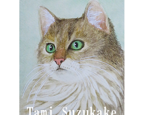 水彩画原画「グリーンアイの猫」 絵画 tami suzukake 通販 17703768