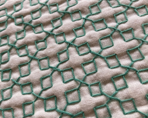 刺し子花ふきん（六文銭裏刺し） その他キッチン小物 桑kuwa