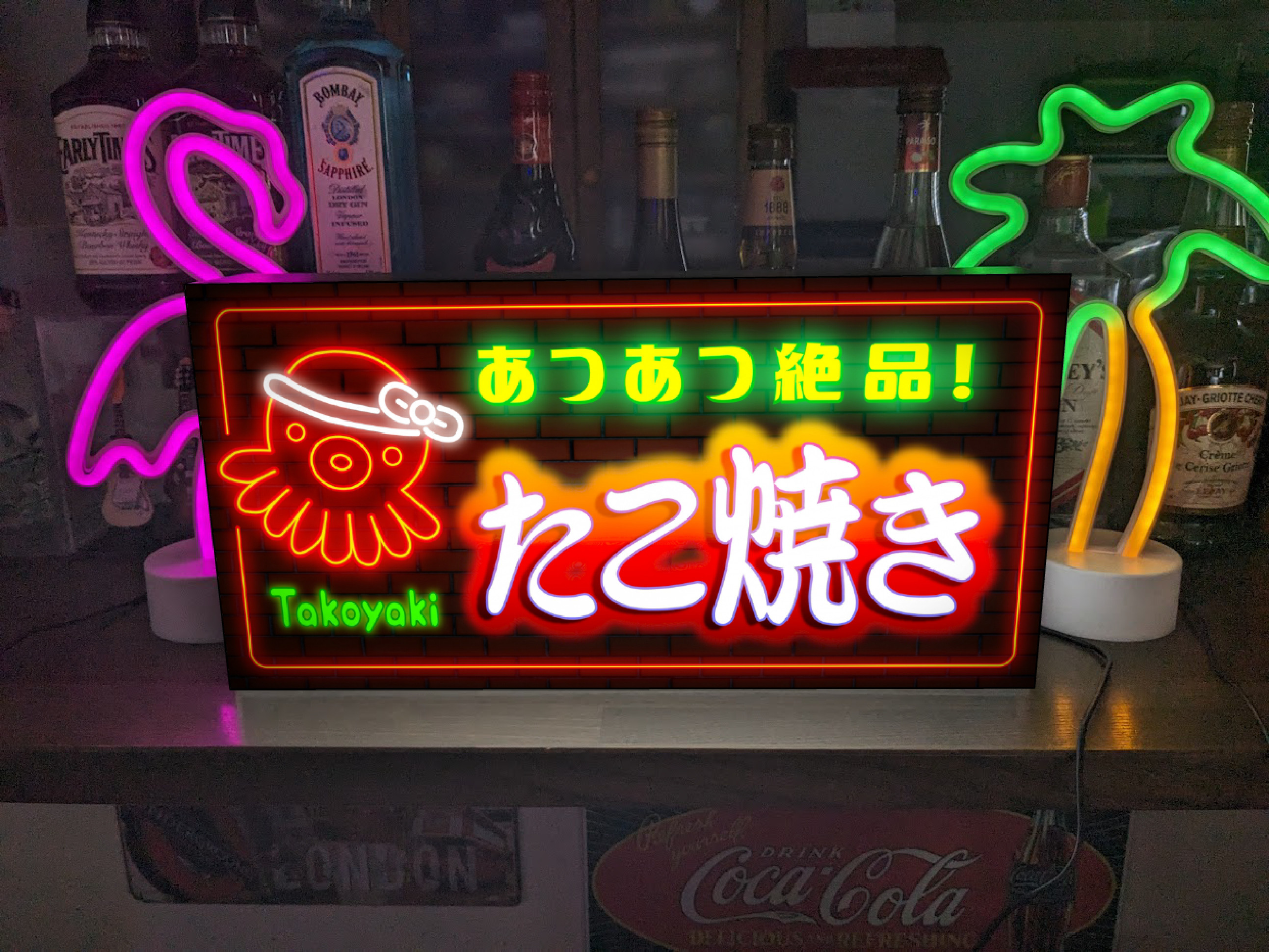 【Lサイズ 文字変更無料】たこ焼き タコ焼き 蛸焼き お祭り 屋台 店舗 キッチンカー 看板 置物 雑貨 ライトBOX