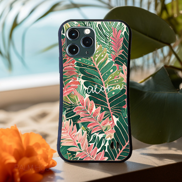 【耐衝撃ケース】 ボタニカル iPhoneケース ROYAL PINK HAWAII ピンク ハワイ 植物 2枚目の画像
