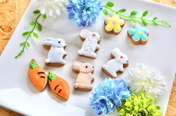 ★カラフルで可愛い(ウサギver)★アイシングクッキー＆ザクザククッキー缶 3枚目の画像