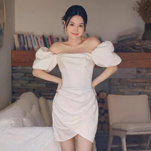 オフショルダー ボリューム袖 二次会 前撮り パーティー