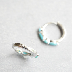 ターコイズのワンタッチフープピアス/イヤリング　シルバー 5枚目の画像