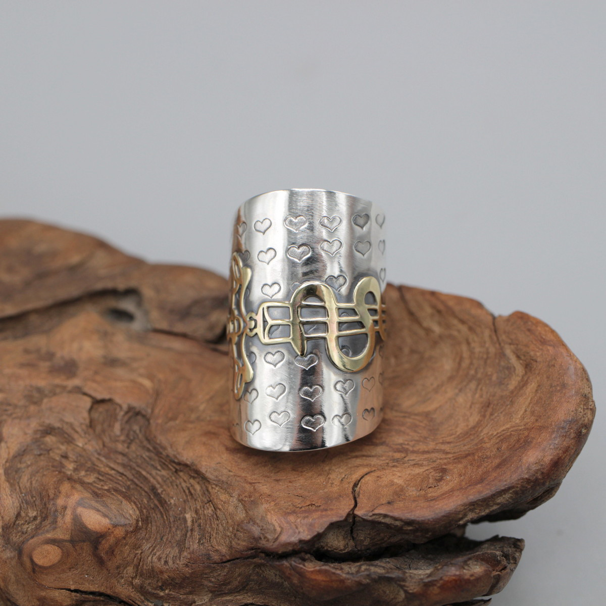 蛇と短刀｜シルバー｜真鍮｜カフリング｜スプーンリング｜刻印｜ハート｜心臓｜ダガー｜カジュアル｜ロカビリー｜ロック｜モッズ