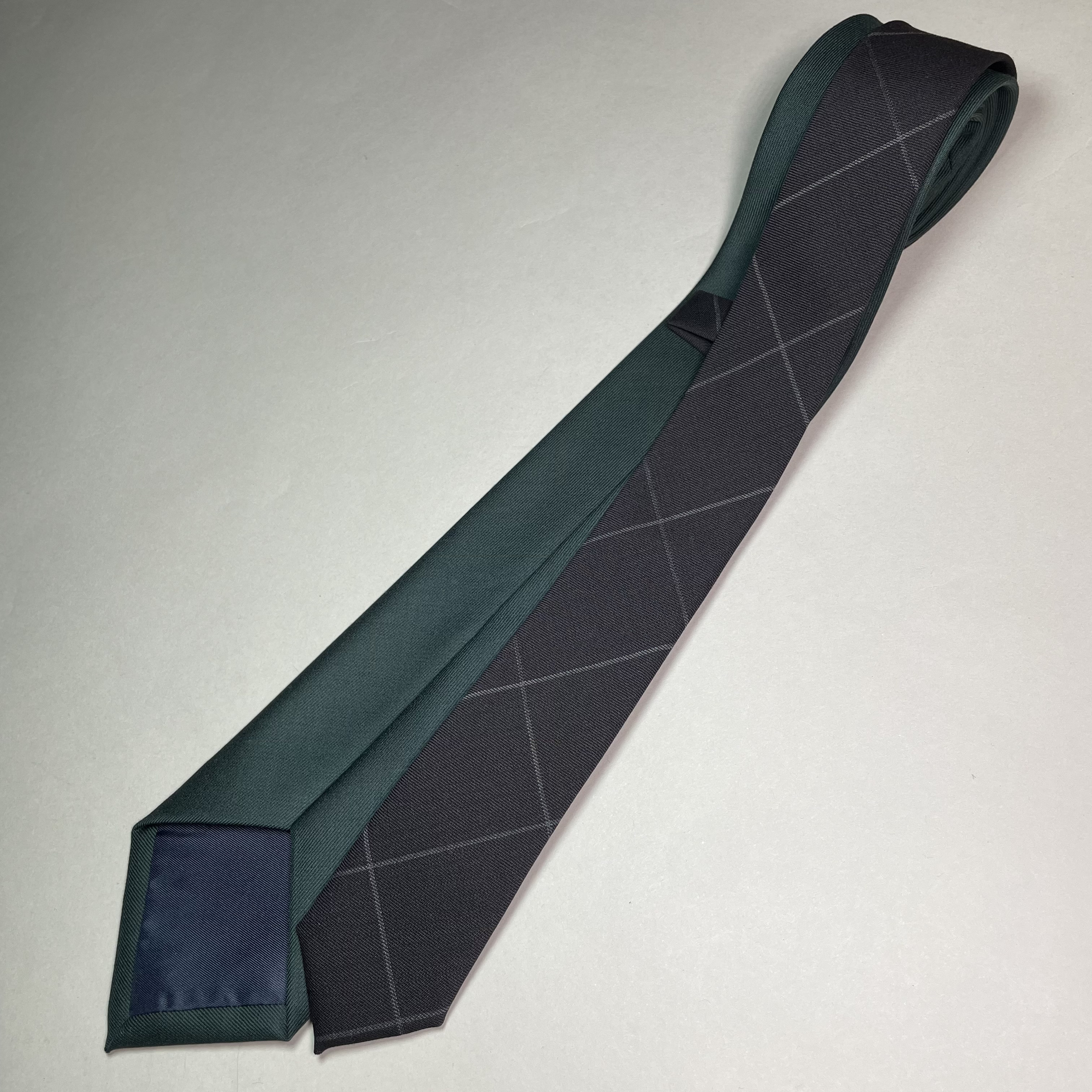 【受注製作】グリーン　ブラウン　チェック　プレゼント　ギフト【別途】名入れ　メッセージ　イニシャル　刺繍　ネクタイ