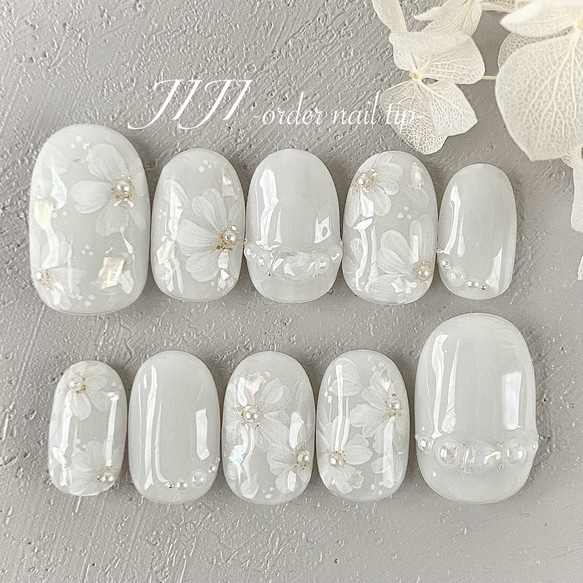 人気No.1】白無垢ネイルチップ ブライダル ウェディング 結婚式 成人式