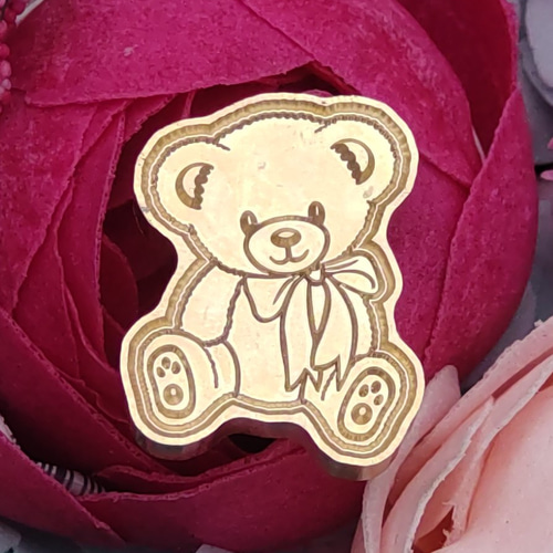 ふわもこちゃんピンク♡ふわ熊ちゃんシーリングスタンプ入り☆くま型 