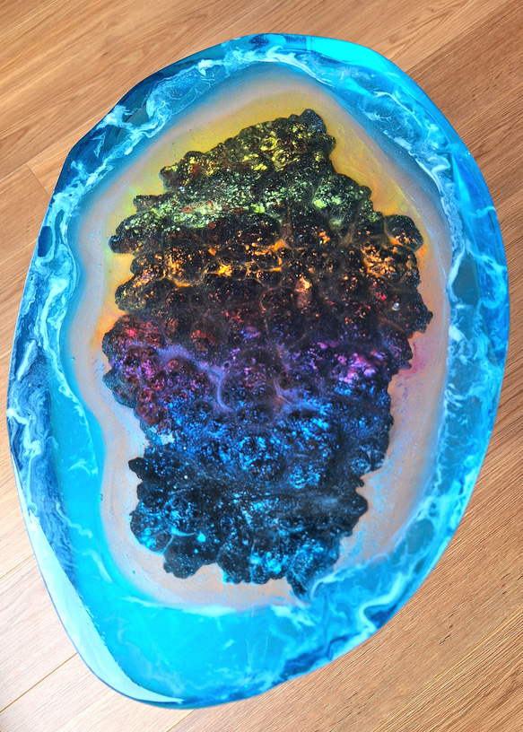 レジンサイドテーブル　クラロウォールナット　瘤　希少材 