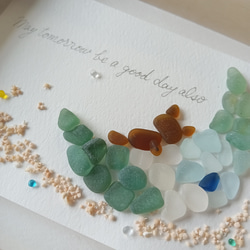 シーグラスアート（紫陽花/梅雨/ボックスフレーム付） その他アート