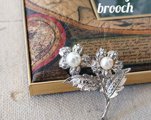 パール キラキラストーン シルバー ヴィンテージ ブローチ メンズ レディース c425f139f3f54490aadb253acb8ba9