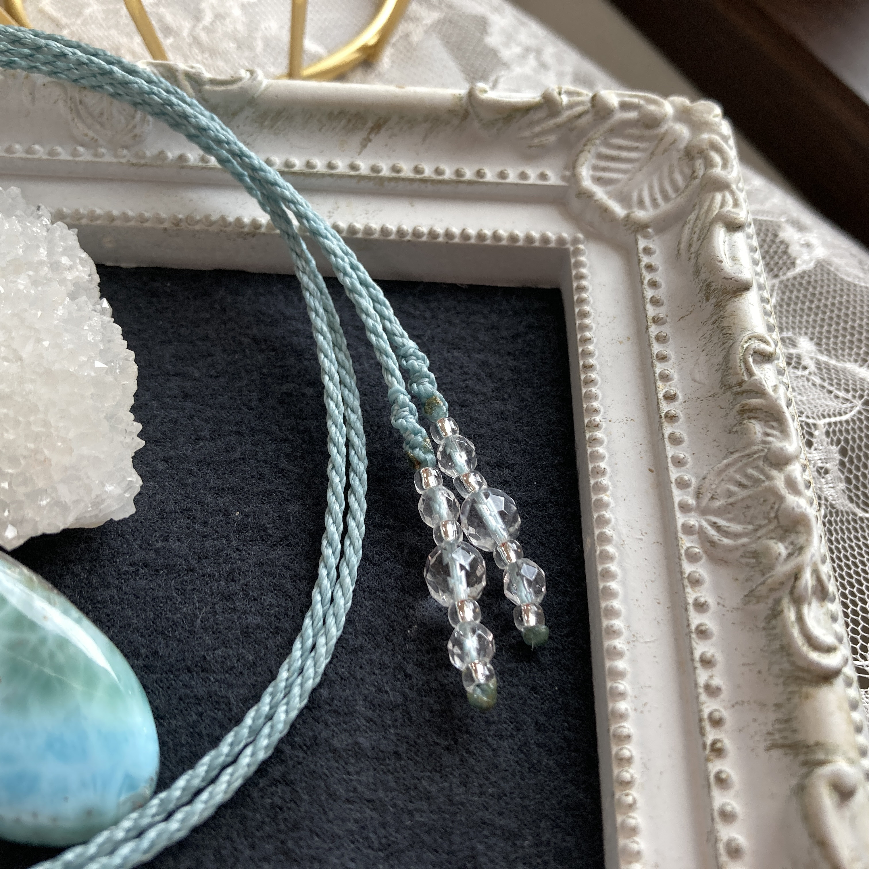 ラリマー（ブルーペクトライト） マクラメ編みネックレス・マクラメネックレス