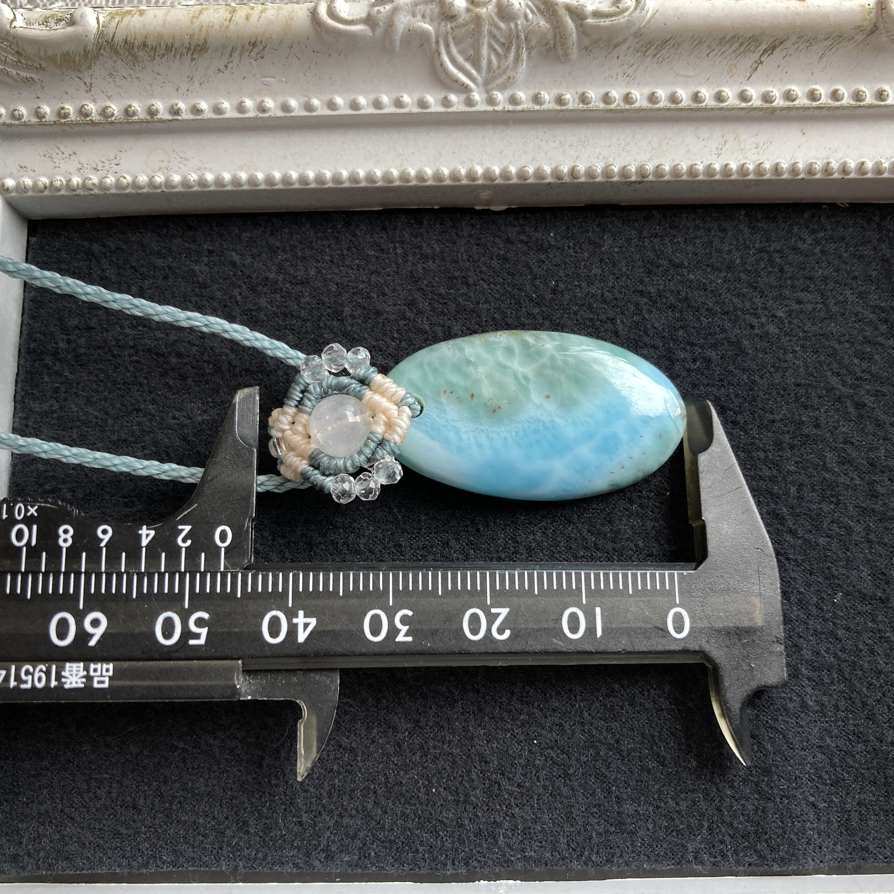 ラリマー（ブルーペクトライト） マクラメ編みネックレス・マクラメネックレス