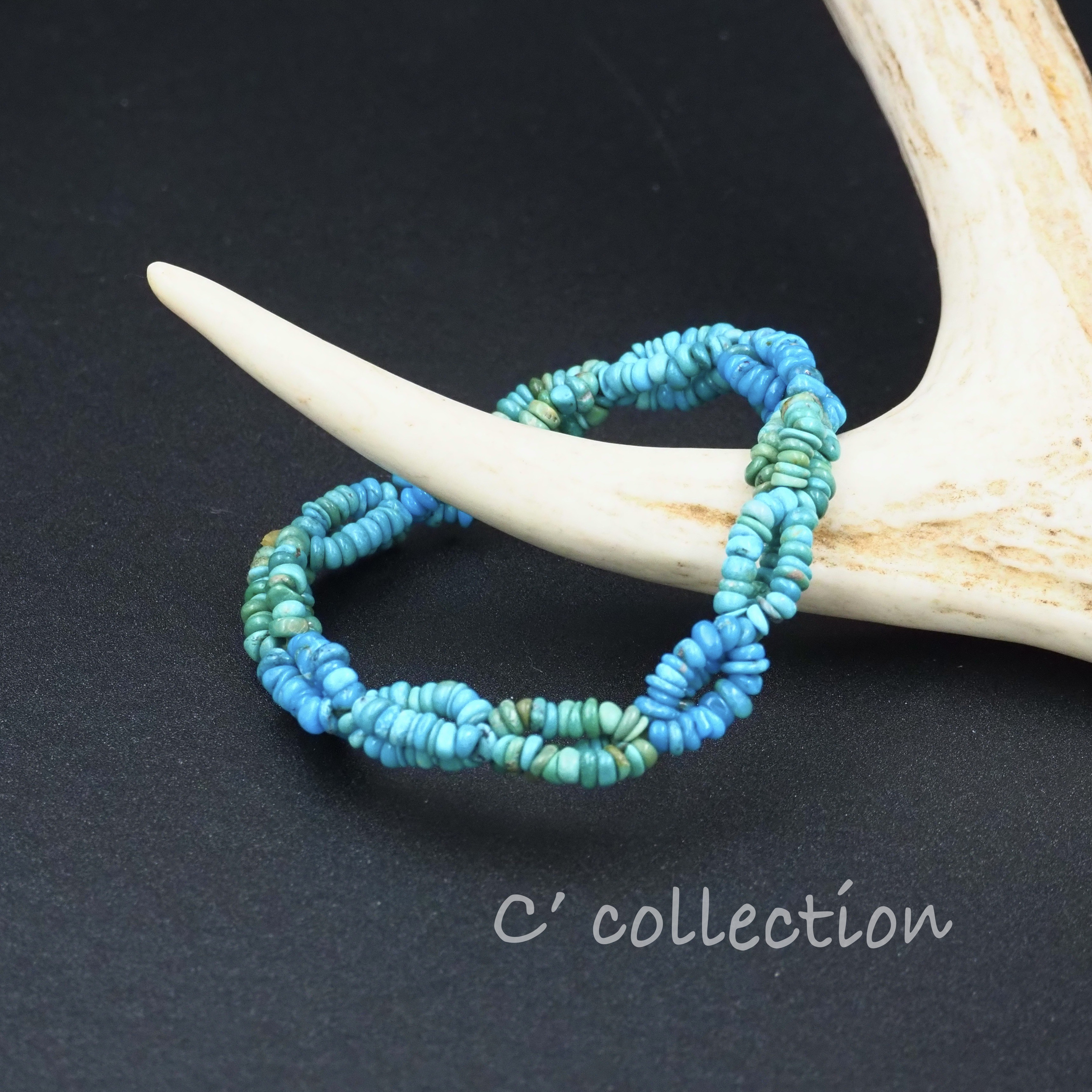 CB-31 Silver925 & Turquoise ブレスレット　約18cm　伸縮　シルバー　天然石　ターコイズ