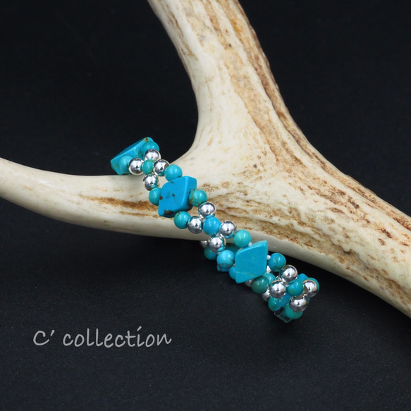 CB-29 Silver925 & Turquoise ブレスレット 約17cm 伸縮
