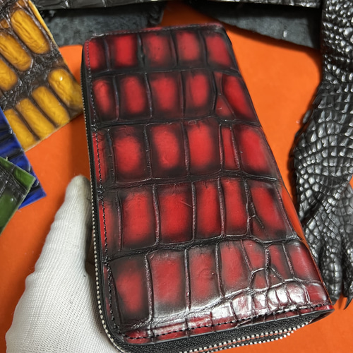 期間限定セール 新品 クロコダイル メンズ ラウンドファスナー ワニ革