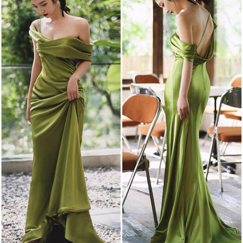 パーティードレス ホワイト クルーネック ファスナー 七分袖丈 ロング  