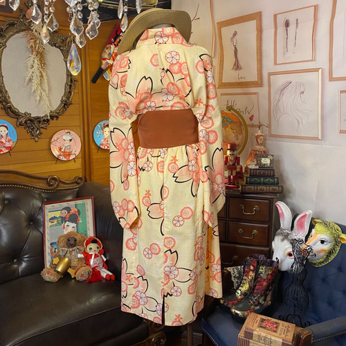 和洋折衷 浴衣 リメイク ワンピース ドレス 帯サッシュベルト