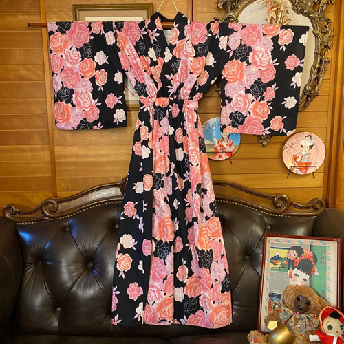 和洋折衷 浴衣 リメイク ワンピース ドレス 帯サッシュベルト レトロ  