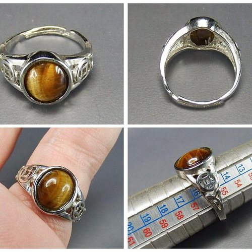 一点物タイガーアイ天然石指輪約15号U0575a 指輪・リング 石街