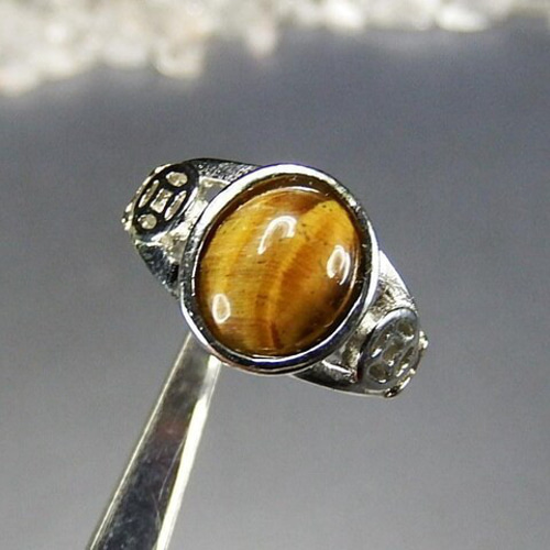 一点物タイガーアイ天然石指輪約15号U0575a 指輪・リング 石街